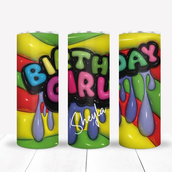 Birthday Girl Drinkware Tumbler Set, Custom Name (optional) - Picture 2 of 4